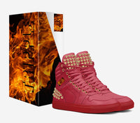 GOLD_SPIKED LEATHER HIGHTOP[RED]