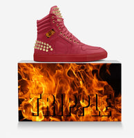 GOLD_SPIKED LEATHER HIGHTOP[RED]