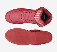 GOLD_SPIKED LEATHER HIGHTOP[RED]