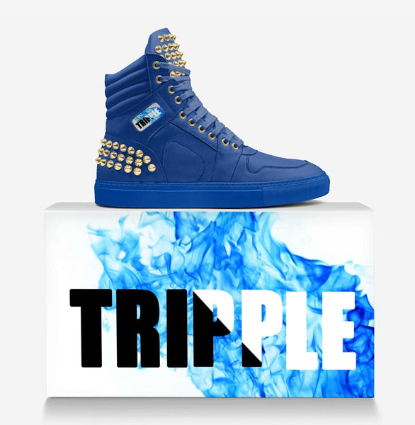 GOLD_SPIKED LEATHER HIGHTOP[BLUE]