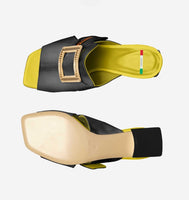 MULES_BlackPatent(GOLD Buckle)
